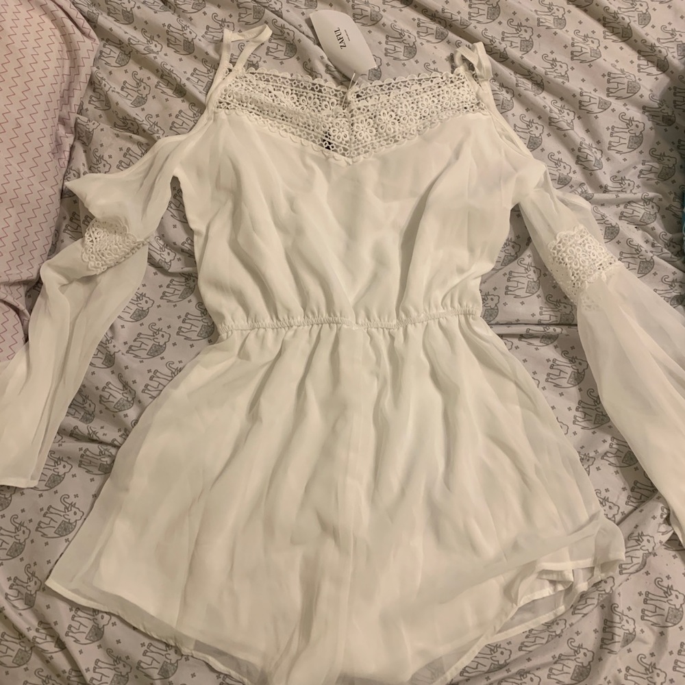 Cold shoulder lace romper